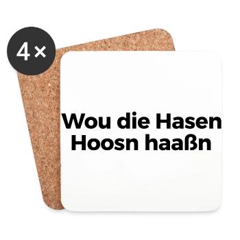 WOU DIE HASEN HOOSN HAAssEN - Untersetzer (4er-Set) - Weiß - Vorne