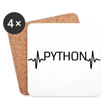 Herzschlag-Python - Untersetzer (4er-Set) - Weiß - Vorne
