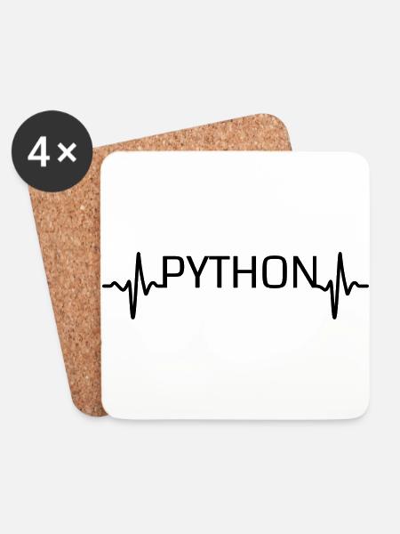 Herzschlag-Python - Untersetzer (4er-Set) - Weiß