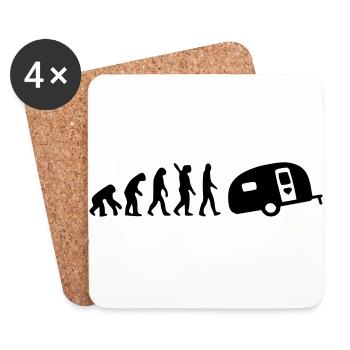 Evolution du camping - Dessous de verre (lot de 4) - blanc - Devant