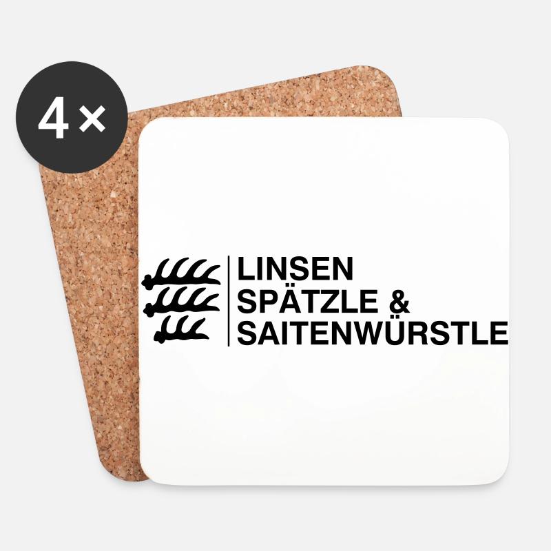 Linsen Spätzle & Saitenwürstle Schwaben Geschenk - Untersetzer (4er-Set) - Weiß