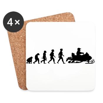 Evolution Schneemobil Motorschlitten Winter - Untersetzer (4er-Set) - Weiß - Vorne