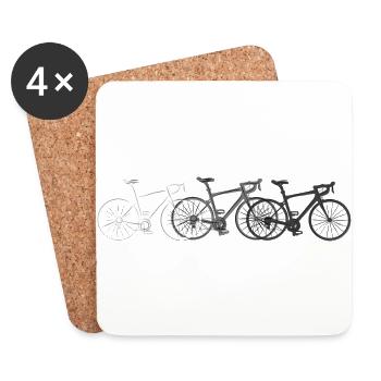 Vélos de course, idée cadeau pour les amis de vélo - Dessous de verre (lot de 4) - blanc - Devant