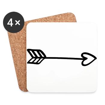 Love Arrow - Heart Arrow Love Cupid In Love Comic - Coasters (set of 4) - white - Front