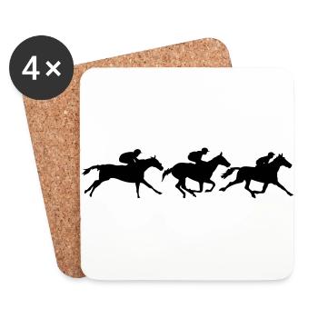 horse horse racing group animation - Coasters (set of 4) - white - Front