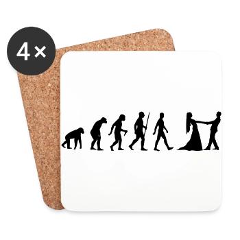 Evolution Paartanz Paar Tanz klassisch Walzer Affe - Untersetzer (4er-Set) - Weiß - Vorne
