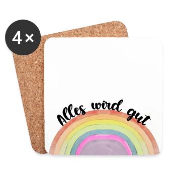 Regenbogen Alles wird gut - Untersetzer (4er-Set) - Weiß - Vorne