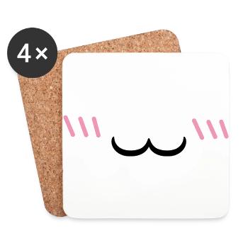 00253 Mouth uwu blushing cat - Coasters (set of 4) - white - Front