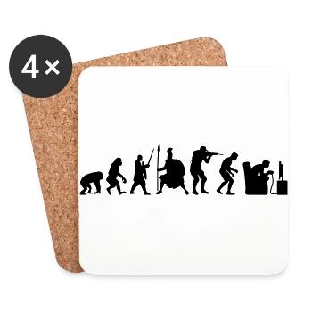 Gamer Evolution Kämpfer Helden - Untersetzer (4er-Set) - Weiß - Vorne