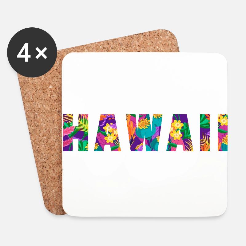 Hawaii Flowers - Untersetzer (4er-Set) - Weiß