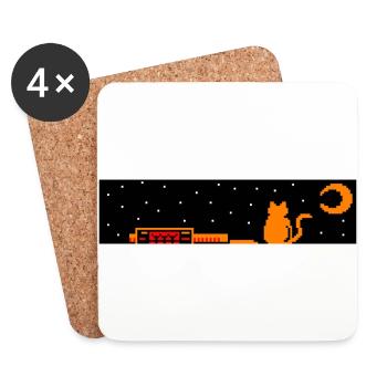 Japan trainstation cat - Untersetzer (4er-Set) - Weiß - Vorne