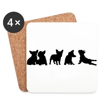 Frenchie Collection - free color selection - Coasters (set of 4) - white - Front