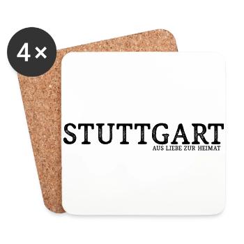 Stuttgart aus Liebe zur heimat - Schriftzug - Untersetzer (4er-Set) - Weiß - Vorne