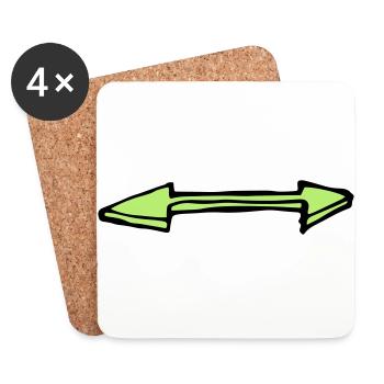 Double flèche verte à gauche et à droite - Dessous de verre (lot de 4) - blanc - Devant