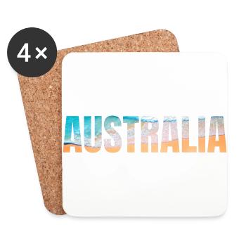 Australie - en anglais - Dessous de verre (lot de 4) - blanc - Devant