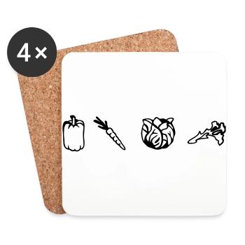 Veggies, Vegan, Vegetarian (cheap!) - Coasters (set of 4) - white - Front