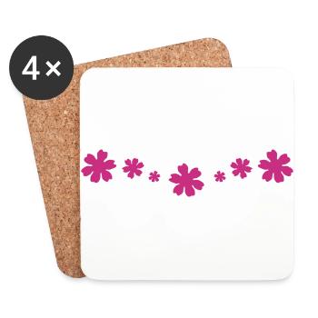 Flowers, flower - Dessous de verre (lot de 4) - blanc - Devant