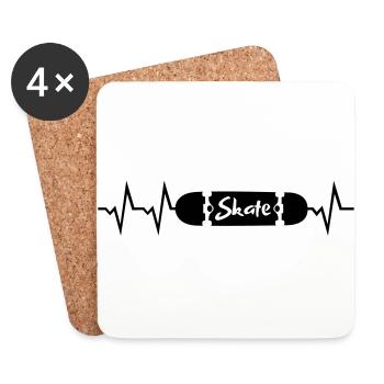 Skateboarding Heartbeat, 2 colors - Dessous de verre (lot de 4) - blanc - Devant