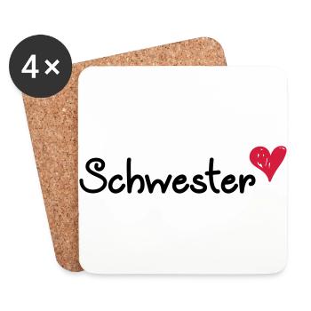 Schwester - Schwesterherz - Untersetzer (4er-Set) - Weiß - Vorne