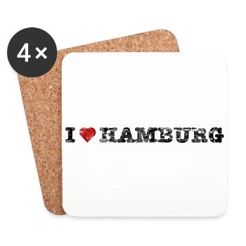 ilove_hamburg_quer - Dessous de verre (lot de 4) - blanc - Devant