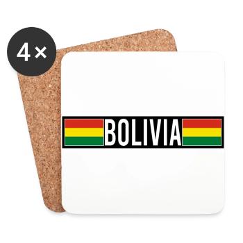 Drapeau bolivien - Dessous de verre (lot de 4) - blanc - Devant
