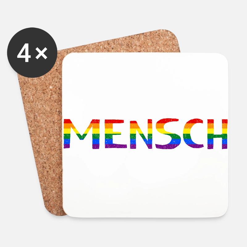 Mensch Regenbogenflagge - Untersetzer (4er-Set) - Weiß