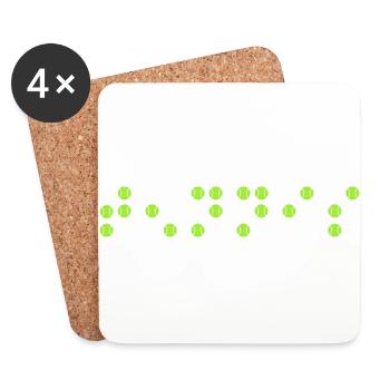 Balle de tennis « Tennis Code Braille » - Dessous de verre (lot de 4) - blanc - Devant