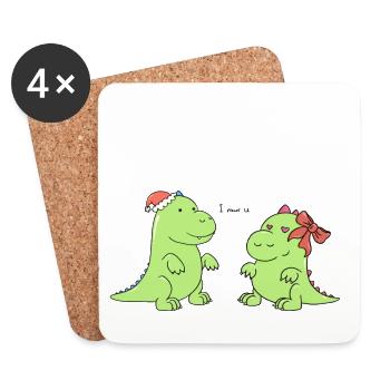 petits dinosaures - je rawr et - Dessous de verre (lot de 4) - blanc - Devant