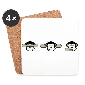 3 monkeys - Coasters (set of 4) - white - Front