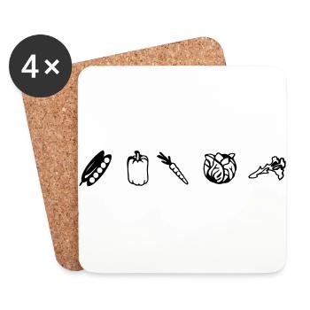Veggies, Vegetarian, Vegan (cheap!) - Coasters (set of 4) - white - Front