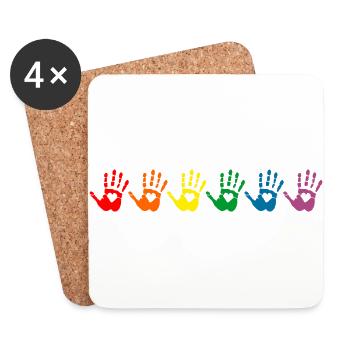 Rainbow hand print, gay pride - Dessous de verre (lot de 4) - blanc - Devant
