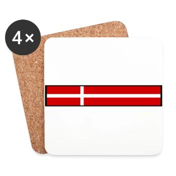 Drapeau du Danemark - Dessous de verre (lot de 4) - blanc - Devant