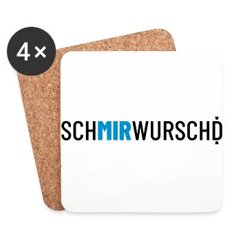 Schmirwurschd (schwarz) - Untersetzer (4er-Set) - Weiß - Vorne