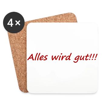 Everything will be good,positive,cheerful,good mood, - Coasters (set of 4) - white - Front