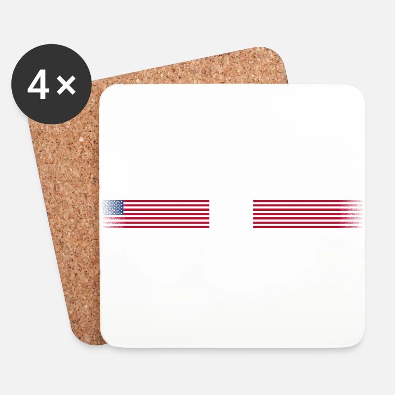 USA Flagge - Untersetzer (4er-Set) - Weiß