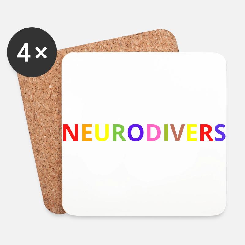 Neurodivers - bunte Buchstaben - Untersetzer (4er-Set) - Weiß