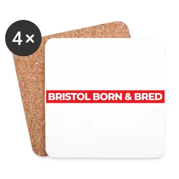 Bristol Born & Bred, Red - Coasters (set of 4) - white - Front