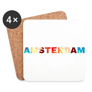 Amsterdam - ville - Pays-Bas - Dessous de verre (lot de 4) - blanc - Devant