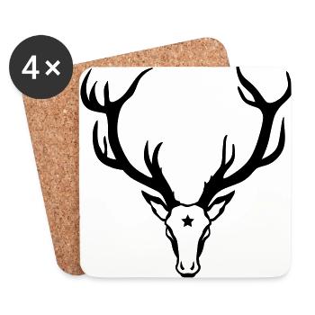Hirsch Geweih Stern Stag Night Deer 1c - Untersetzer (4er-Set) - Weiß - Vorne