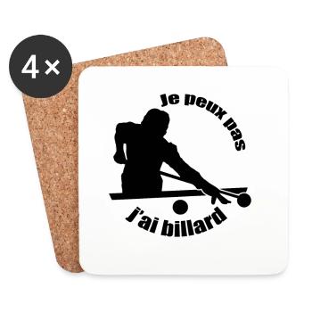 Je peux pas j'ai billard français ou américain - Dessous de verre (lot de 4) - blanc - Devant