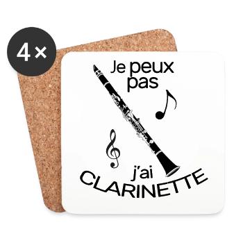 Je peux pas j'ai Clarinette basse jazz sib ou ut - Dessous de verre (lot de 4) - blanc - Devant