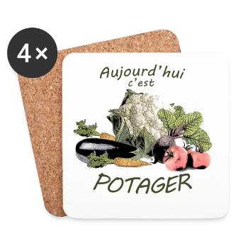 Aujourd'hui c'est potager d'intérieur ou jardin - Dessous de verre (lot de 4) - blanc - Devant