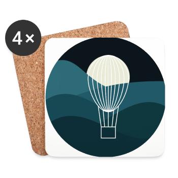 Montgolfière - Dessous de verre (lot de 4) - blanc - Devant