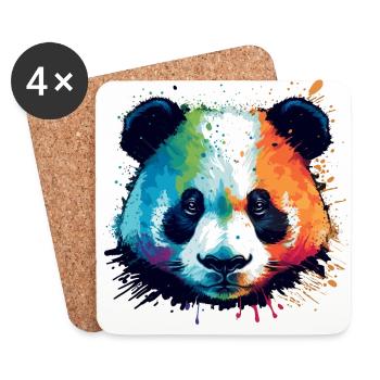 Aquarell farbige Panda Illustration - Untersetzer (4er-Set) - Weiß - Vorne