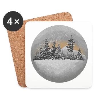 Schneelandschaften, die an Winter und Weihnachten erinnern. - Untersetzer (4er-Set) - Weiß - Vorne