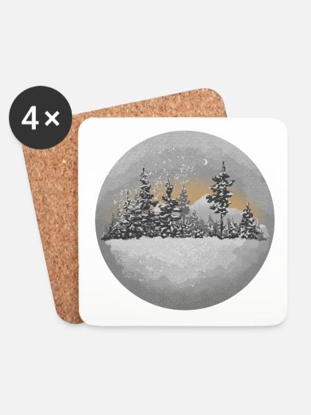 Schneelandschaften, die an Winter und Weihnachten erinnern. - Untersetzer (4er-Set) - Weiß