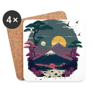 Coucher de soleil japonais - Dessous de verre (lot de 4) - blanc - Devant