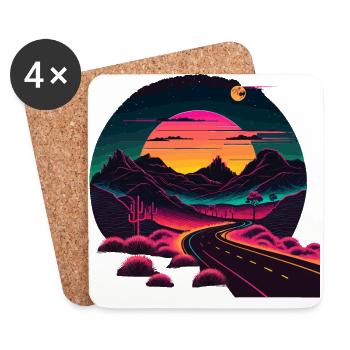 Synthwave Style Road - Coasters (set of 4) - white - Front