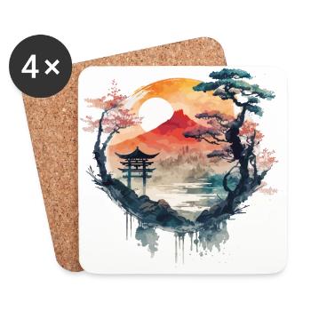 Chinesisches Aquarell - Untersetzer (4er-Set) - Weiß - Vorne