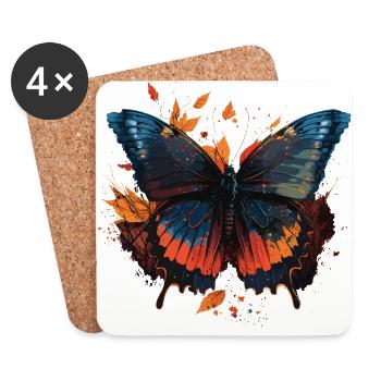 Papillon printanier - Dessous de verre (lot de 4) - blanc - Devant